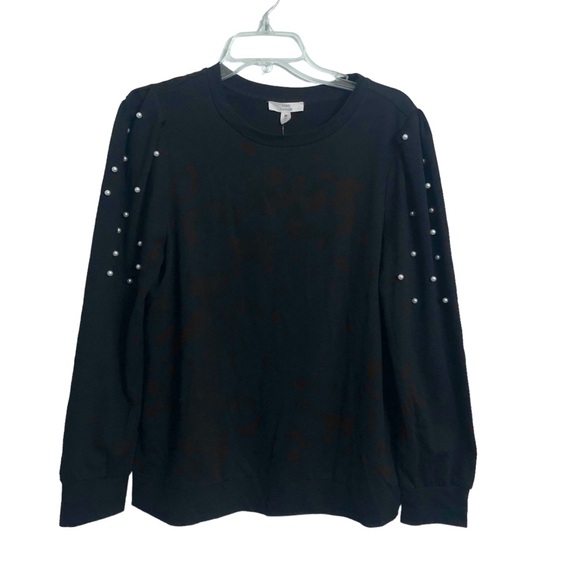Como Vintage Black Sweater With Faux Pearl Detail. Size M NEW - Picture 3 of 8